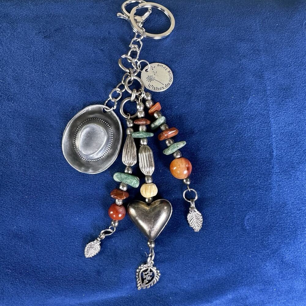 Arbor Verde Custom Bag Charm Cowgirl Hatkey chain western Natural stone